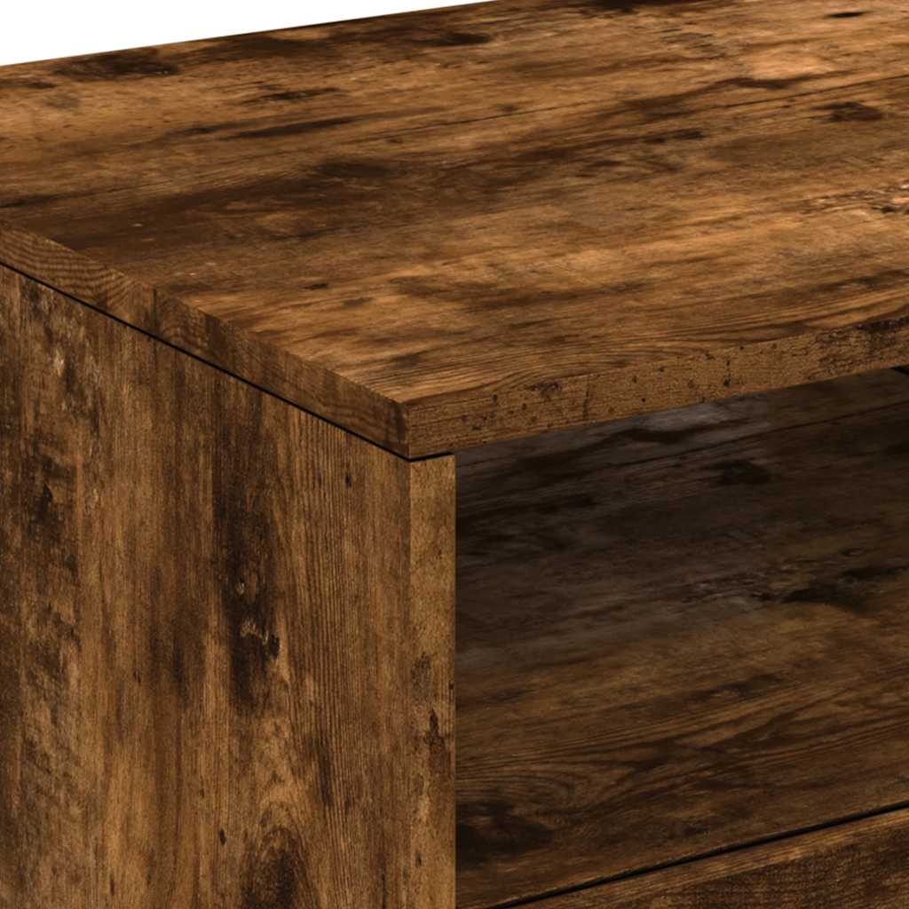 vidaXL Stolik kawowy z oświetleniem LED, przydymiony dąb, 90x49x40 cm