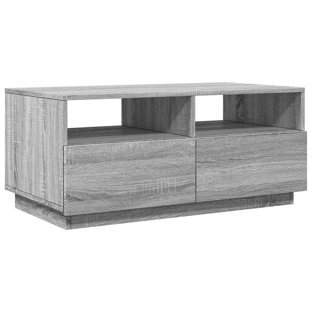 vidaXL Stolik kawowy z oświetleniem LED, szary dąb sonoma, 90x49x40 cm