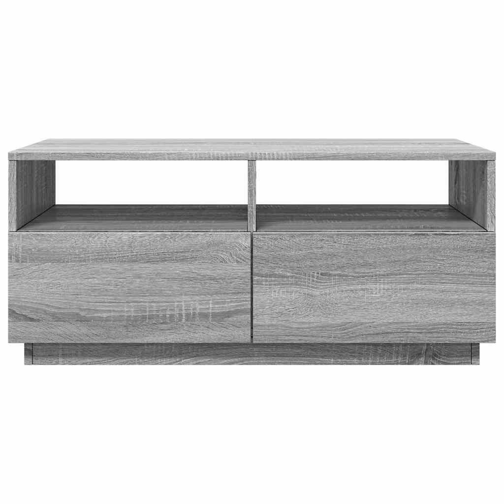 vidaXL Stolik kawowy z oświetleniem LED, szary dąb sonoma, 90x49x40 cm