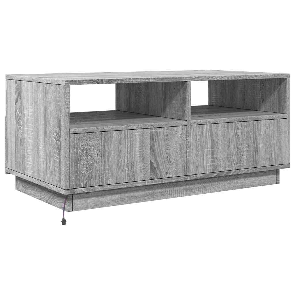 vidaXL Stolik kawowy z oświetleniem LED, szary dąb sonoma, 90x49x40 cm