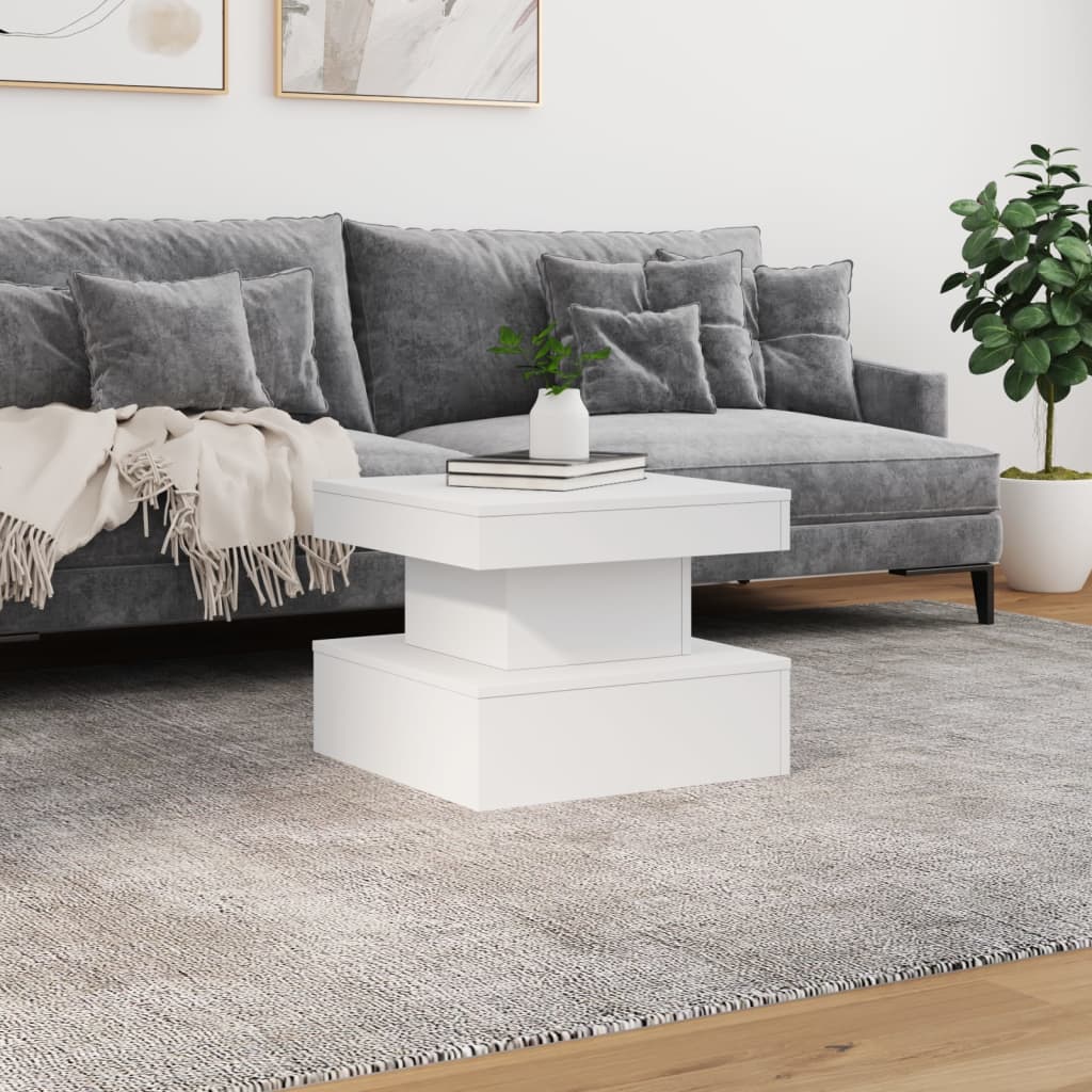 vidaXL Stolik kawowy z oświetleniem LED, biały, 50x50x40 cm