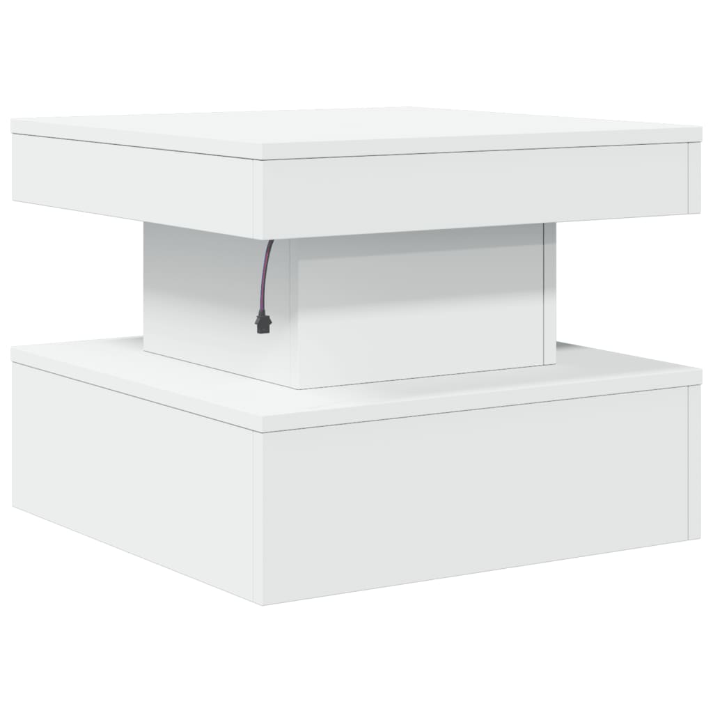 vidaXL Stolik kawowy z oświetleniem LED, biały, 50x50x40 cm