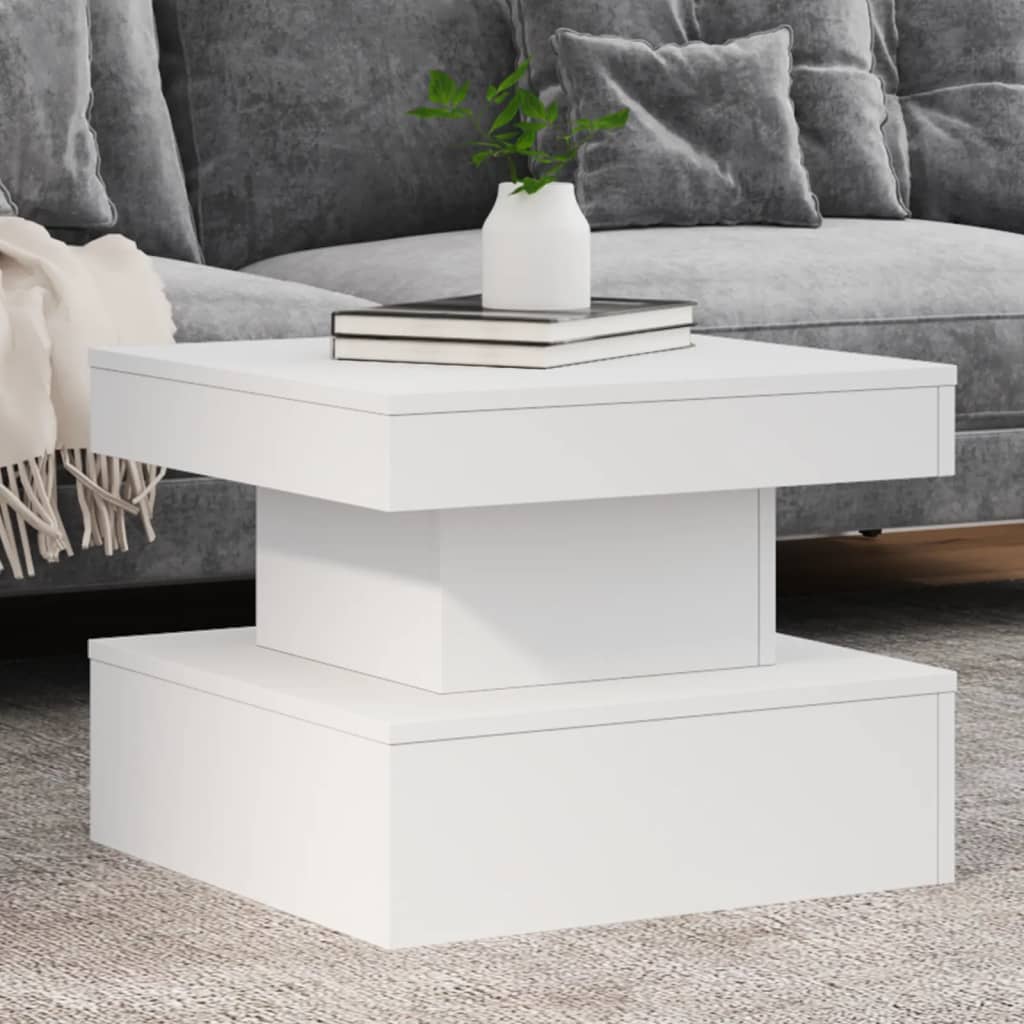 vidaXL Stolik kawowy z oświetleniem LED, biały, 50x50x40 cm