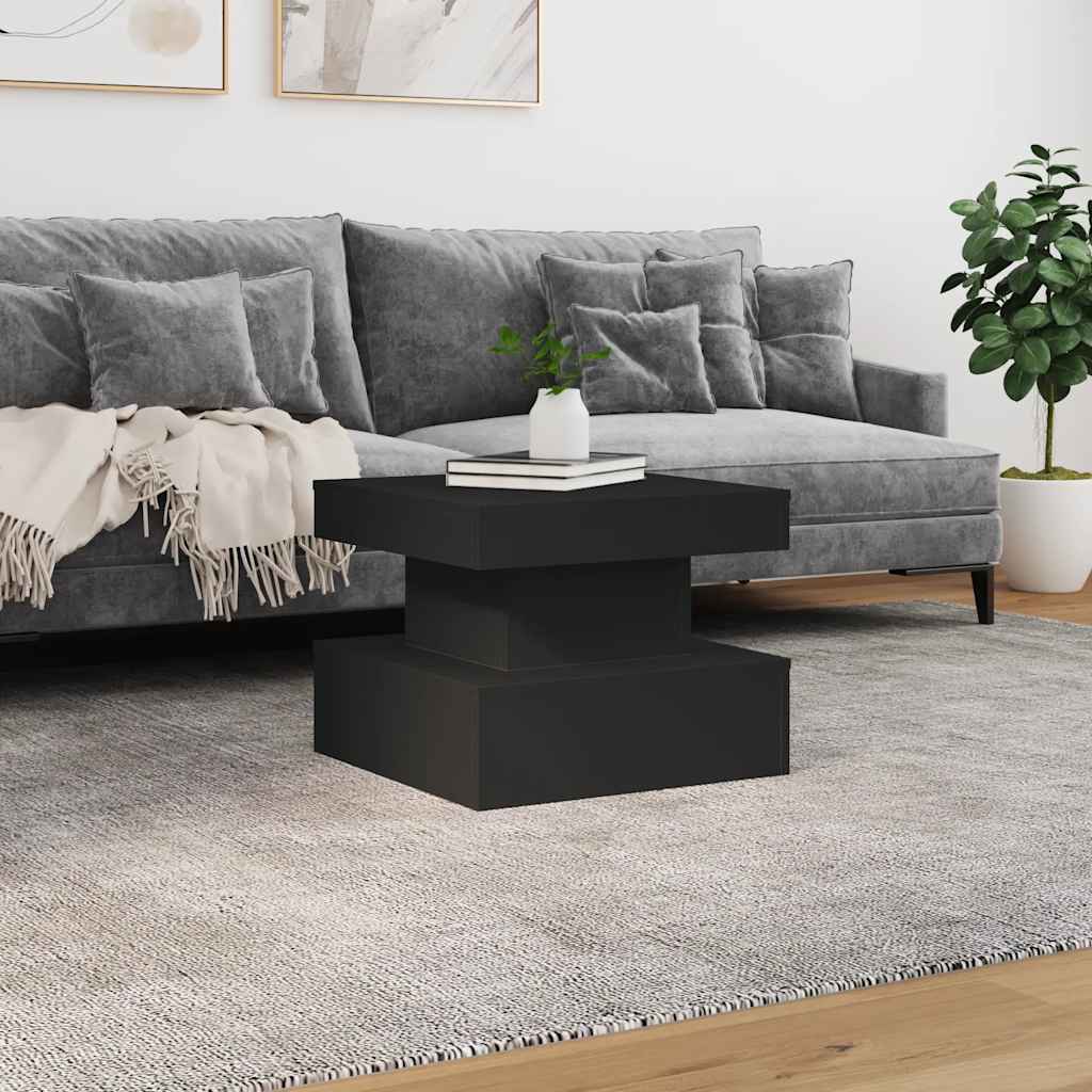 vidaXL Stolik kawowy z oświetleniem LED, czarny, 50x50x40 cm