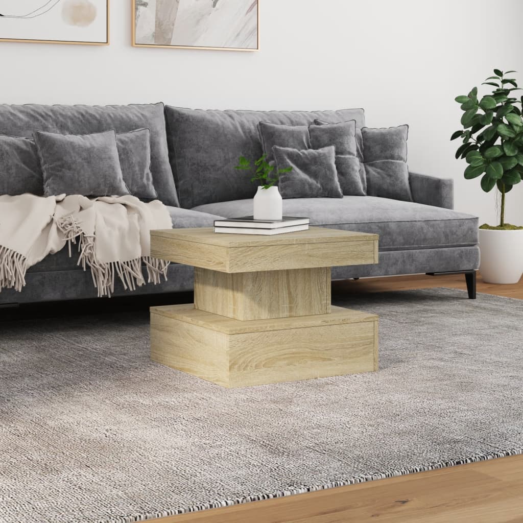 vidaXL Stolik kawowy z podświetleniem LED, dąb sonoma, 50x50x40 cm