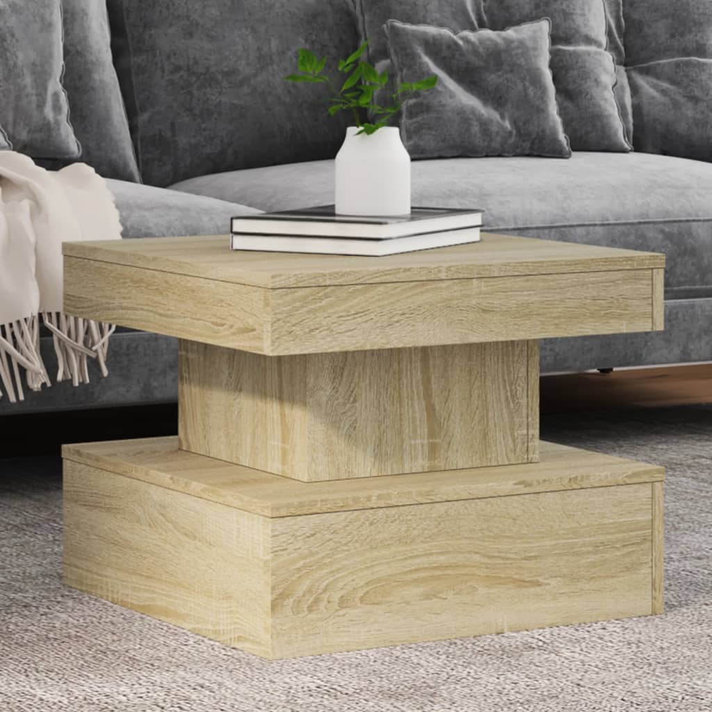 vidaXL Stolik kawowy z podświetleniem LED, dąb sonoma, 50x50x40 cm