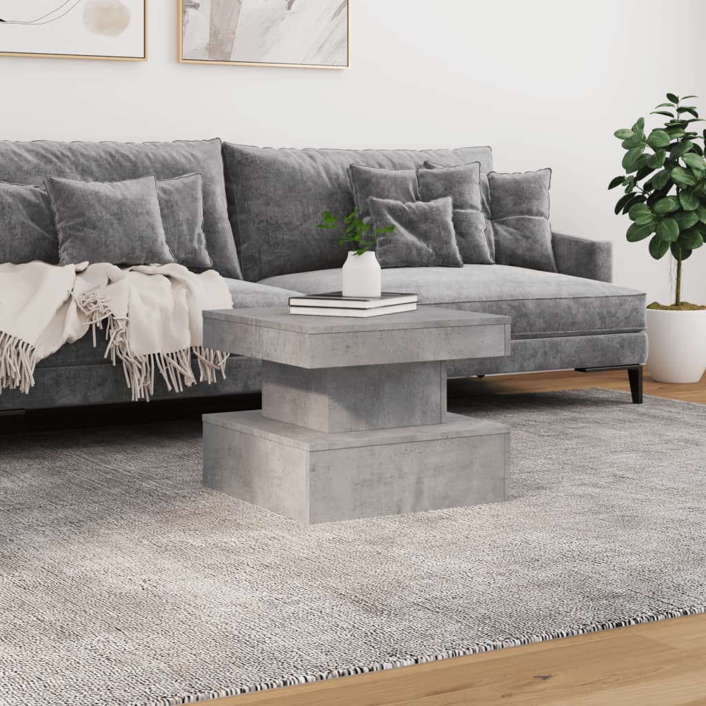 vidaXL Stolik kawowy z podświetleniem LED, szarość betonu, 50x50x40 cm