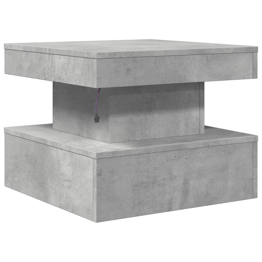 vidaXL Stolik kawowy z podświetleniem LED, szarość betonu, 50x50x40 cm