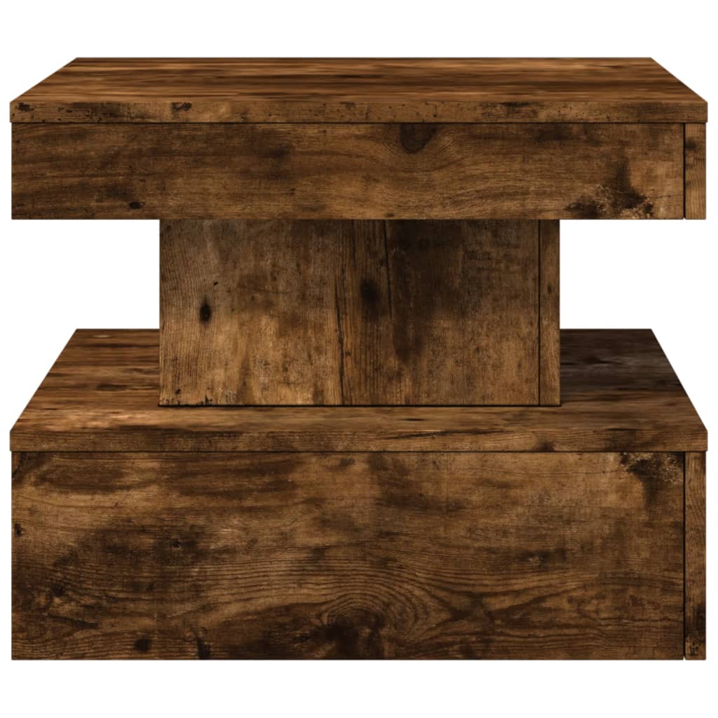 vidaXL Stolik kawowy z oświetleniem LED, przydymiony dąb, 50x50x40 cm