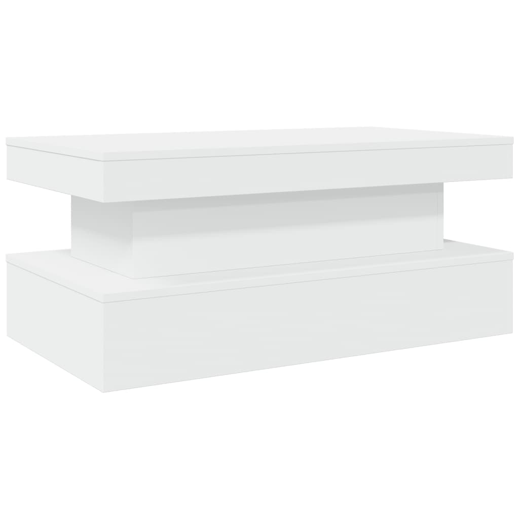 vidaXL Stolik kawowy z oświetleniem LED, biały, 90x50x40 cm