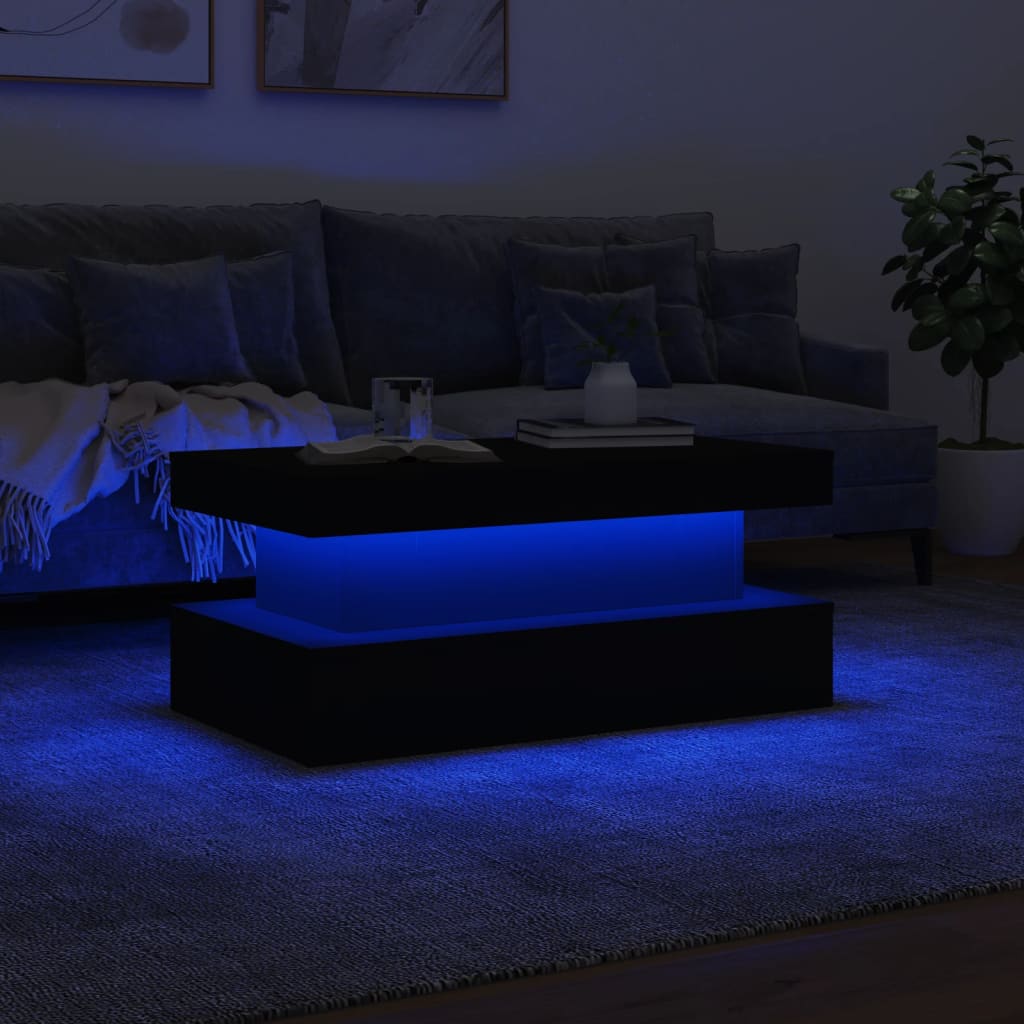 vidaXL Stolik kawowy z oświetleniem LED, biały, 90x50x40 cm