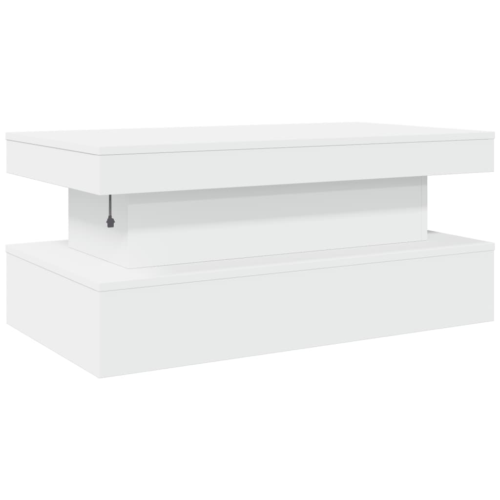 vidaXL Stolik kawowy z oświetleniem LED, biały, 90x50x40 cm
