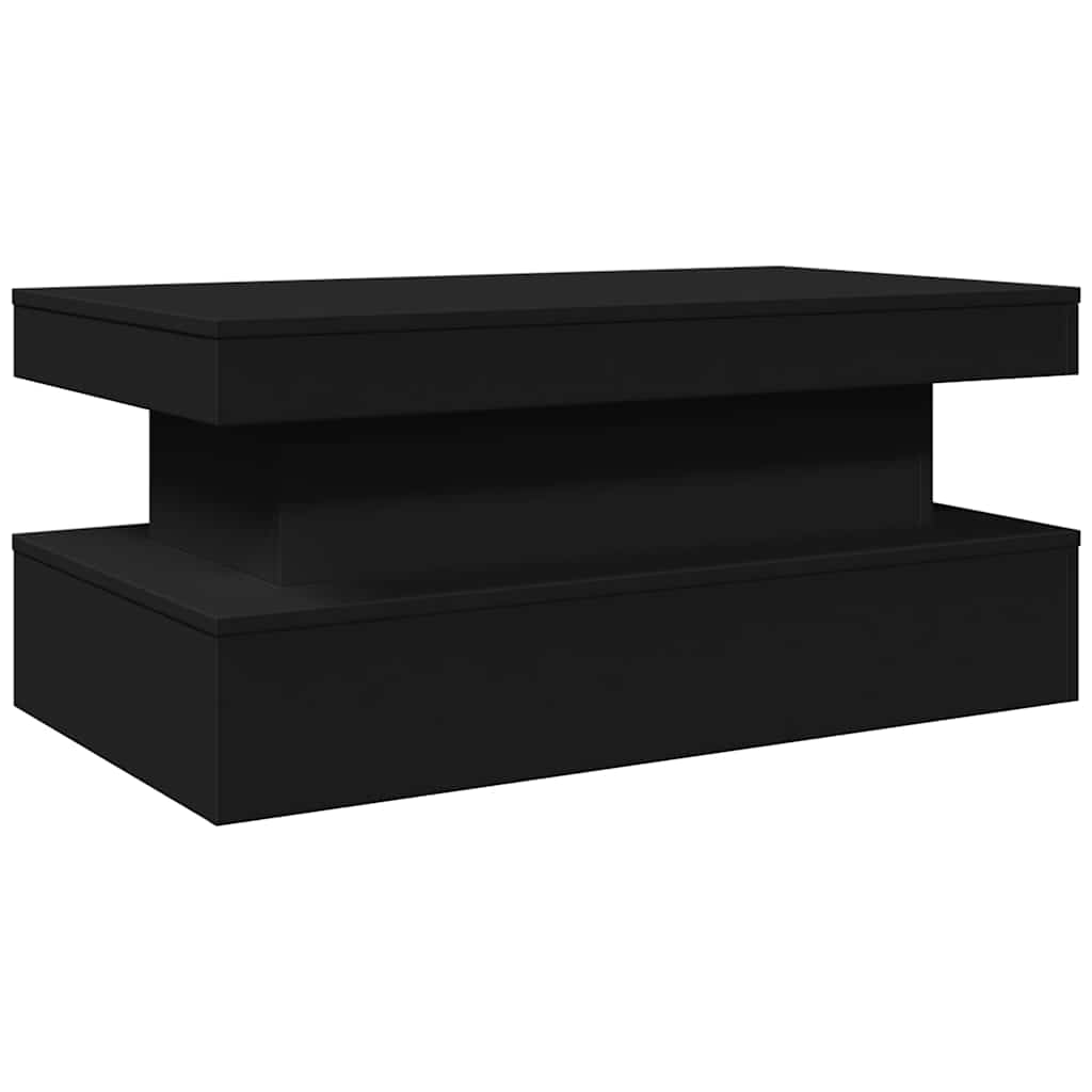 vidaXL Stolik kawowy z oświetleniem LED, czarny, 90x50x40 cm