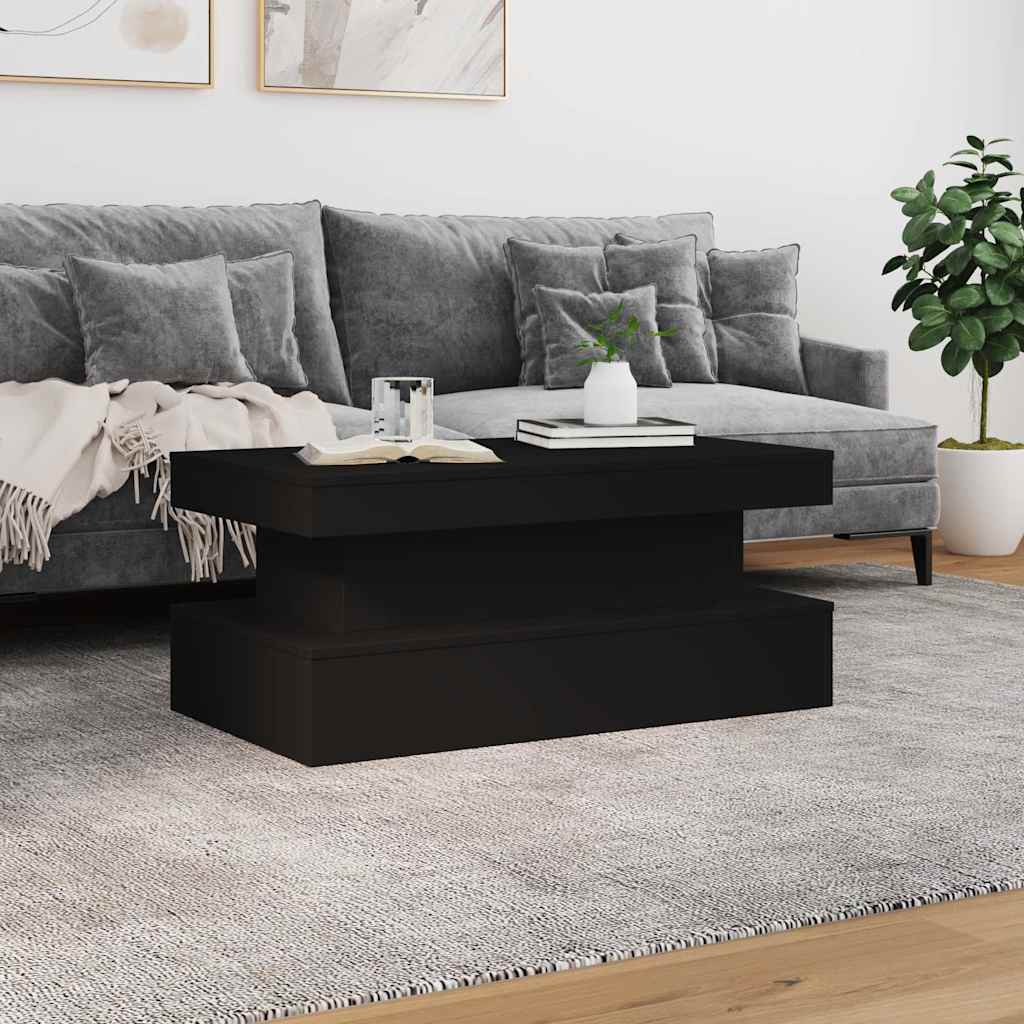 vidaXL Stolik kawowy z oświetleniem LED, czarny, 90x50x40 cm