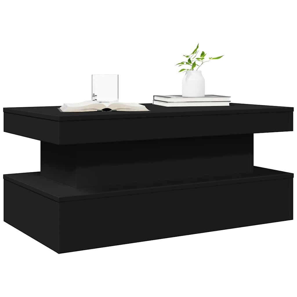 vidaXL Stolik kawowy z oświetleniem LED, czarny, 90x50x40 cm