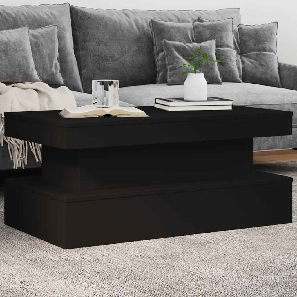 vidaXL Stolik kawowy z oświetleniem LED, czarny, 90x50x40 cm