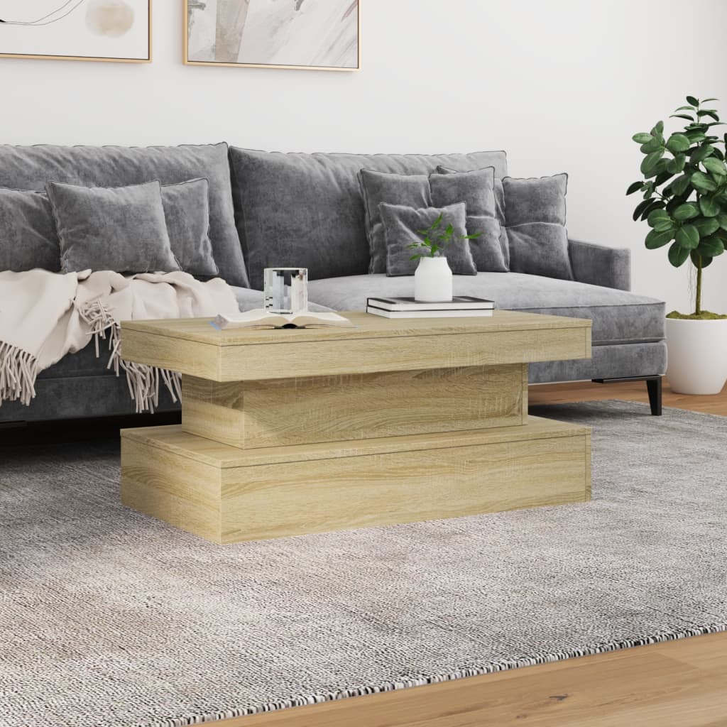 vidaXL Stolik kawowy z oświetleniem LED, dąb sonoma, 90x50x40 cm