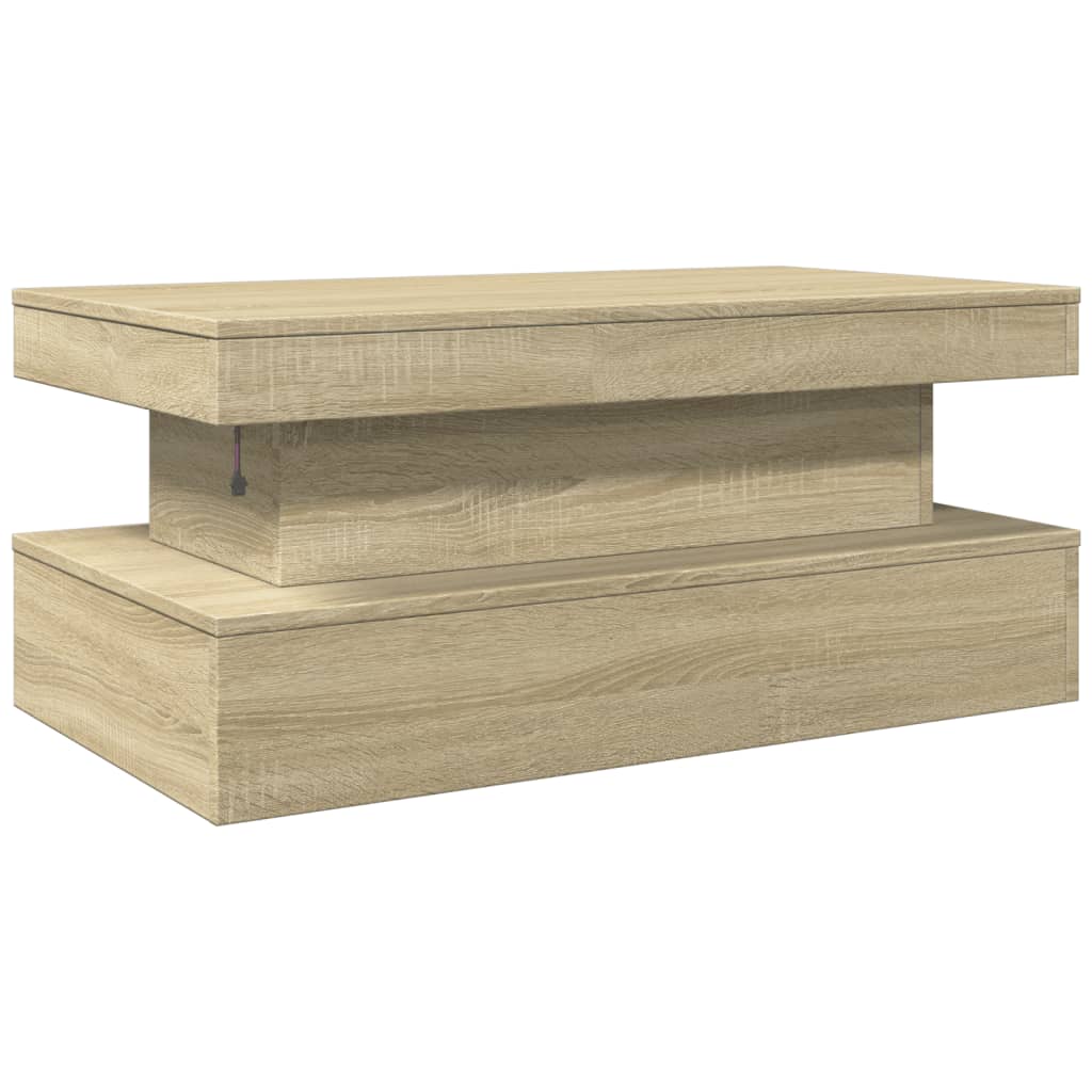 vidaXL Stolik kawowy z oświetleniem LED, dąb sonoma, 90x50x40 cm