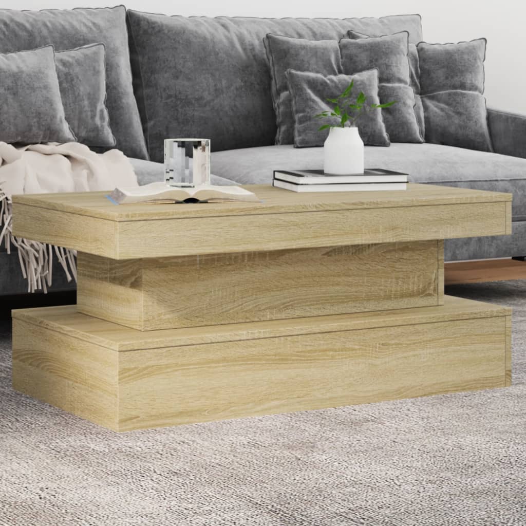 vidaXL Stolik kawowy z oświetleniem LED, dąb sonoma, 90x50x40 cm