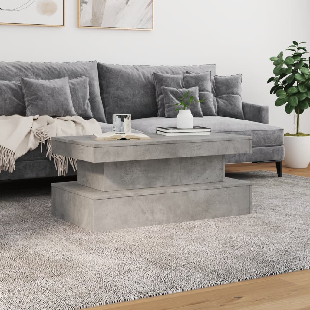 vidaXL Stolik kawowy z oświetleniem LED, szarość betonu, 90x50x40 cm