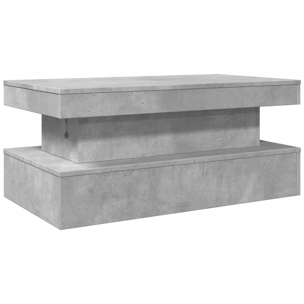 vidaXL Stolik kawowy z oświetleniem LED, szarość betonu, 90x50x40 cm