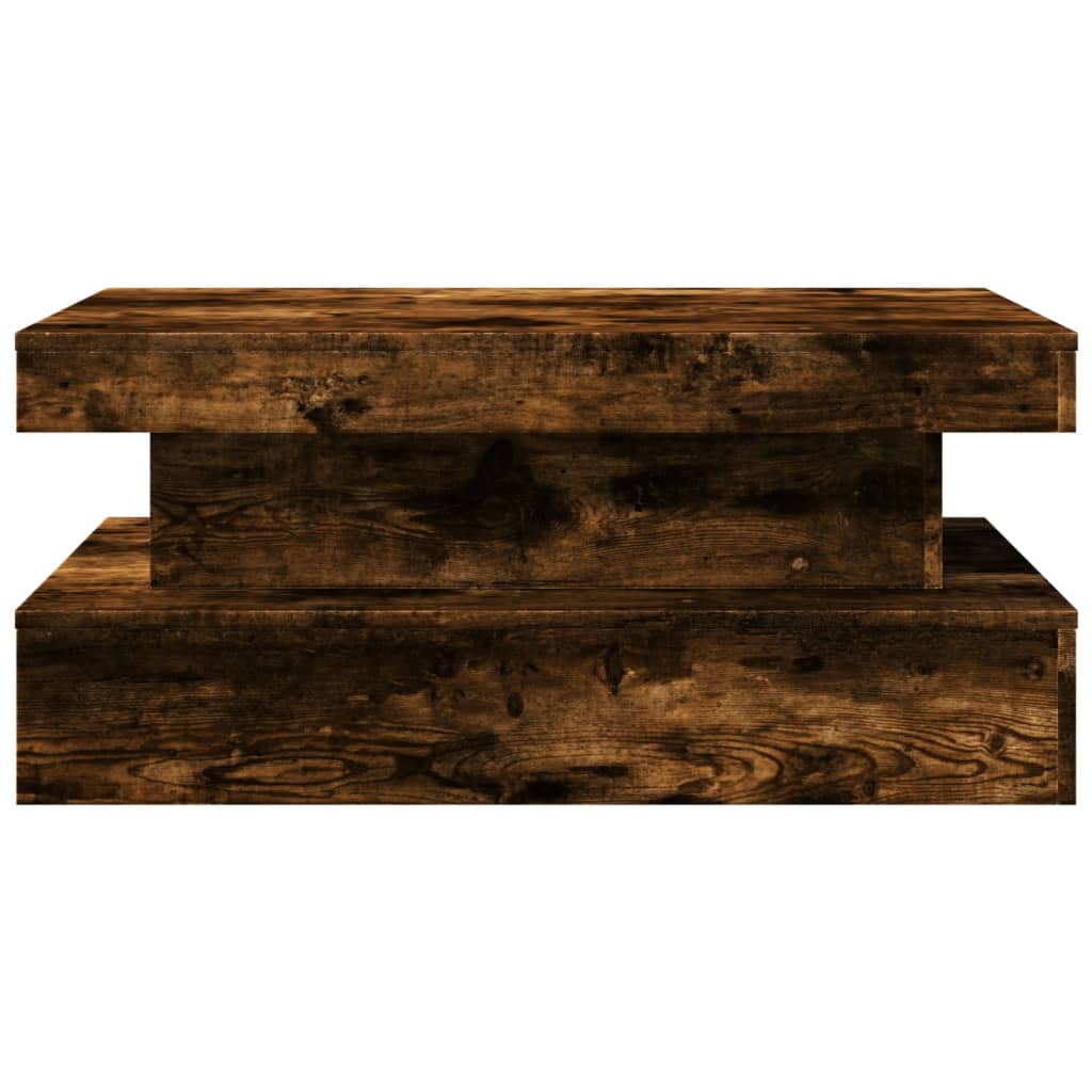vidaXL Stolik kawowy z oświetleniem LED, przydymiony dąb, 90x50x40 cm
