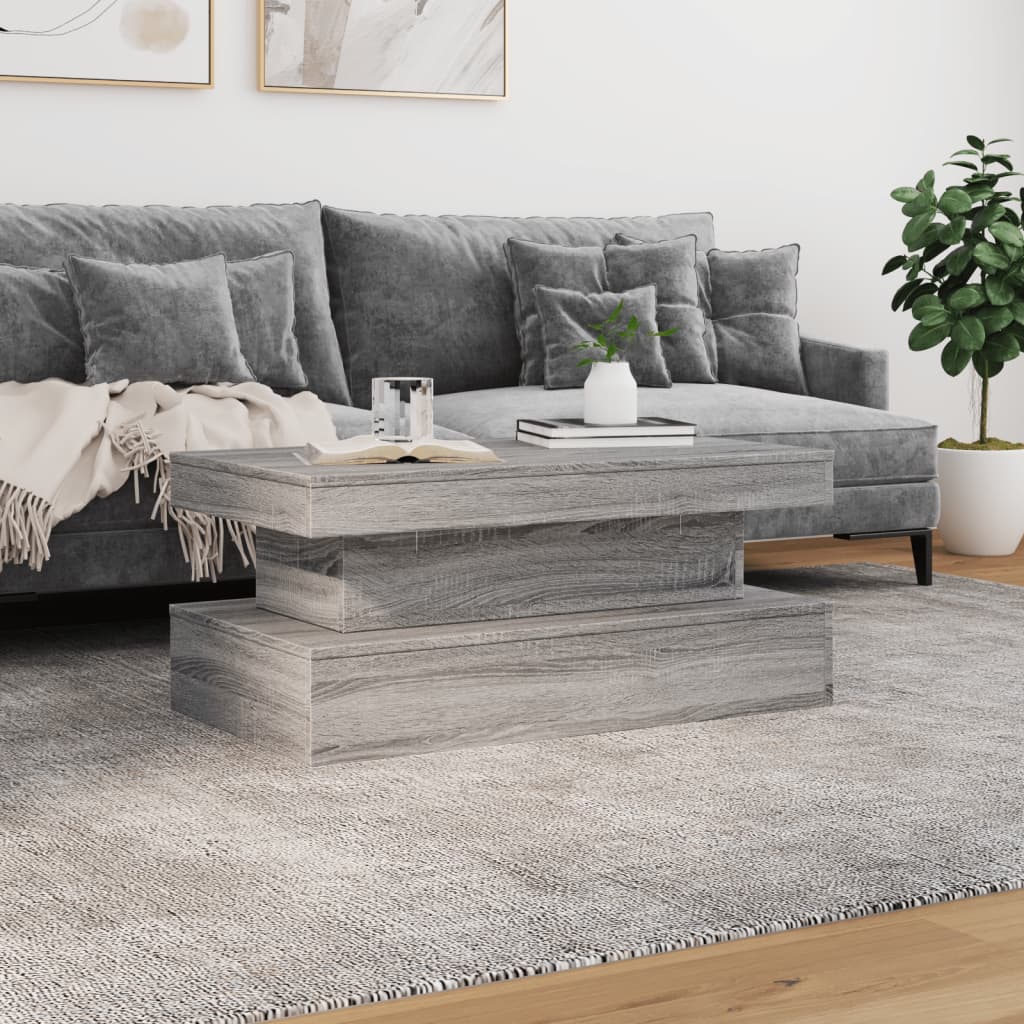 vidaXL Stolik kawowy z oświetleniem LED, szary dąb sonoma, 90x50x40 cm