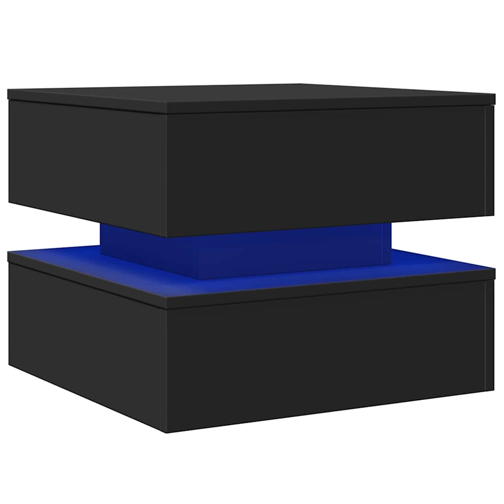 vidaXL Stolik kawowy z oświetleniem LED, czarny, 50x50x40 cm