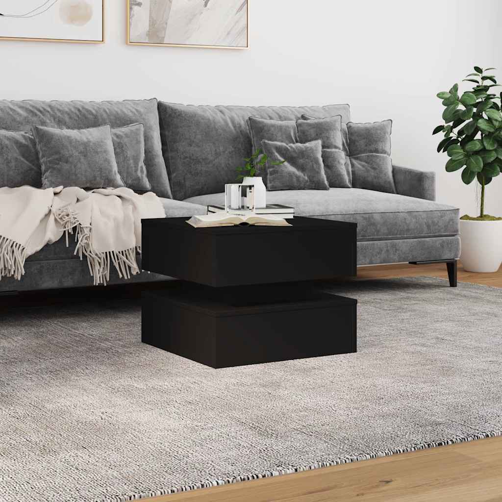vidaXL Stolik kawowy z oświetleniem LED, czarny, 50x50x40 cm