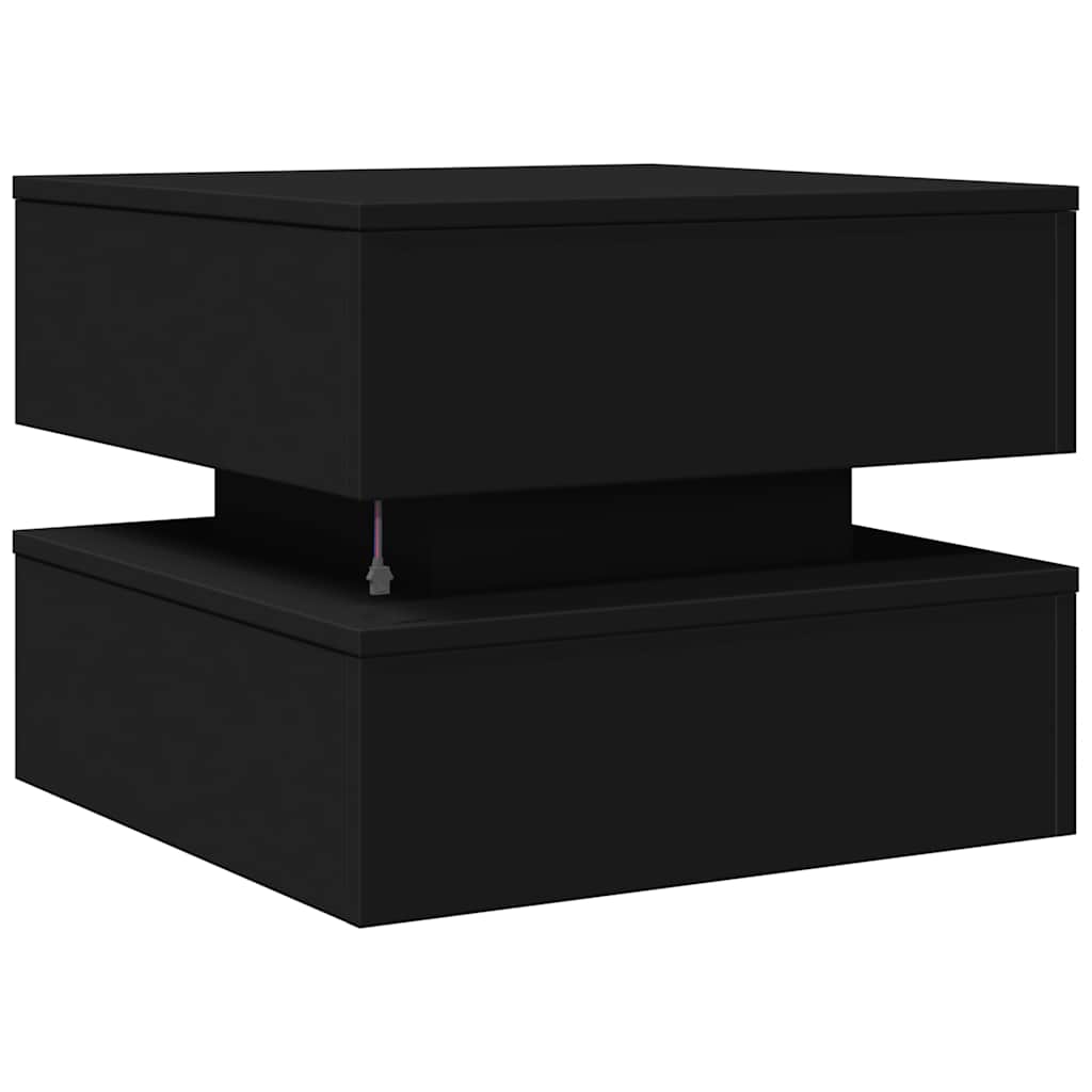 vidaXL Stolik kawowy z oświetleniem LED, czarny, 50x50x40 cm