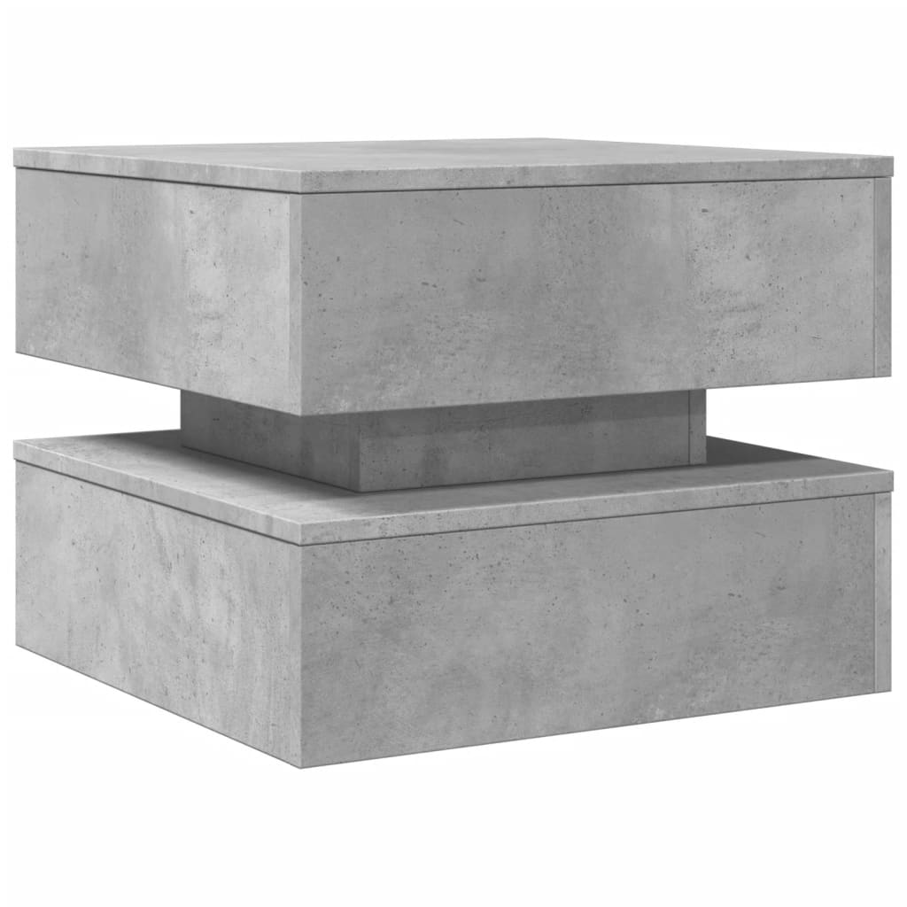 vidaXL Stolik kawowy z podświetleniem LED, szarość betonu, 50x50x40 cm