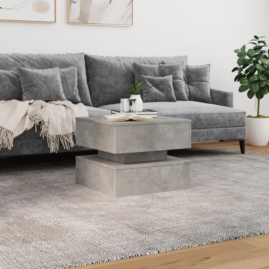 vidaXL Stolik kawowy z podświetleniem LED, szarość betonu, 50x50x40 cm