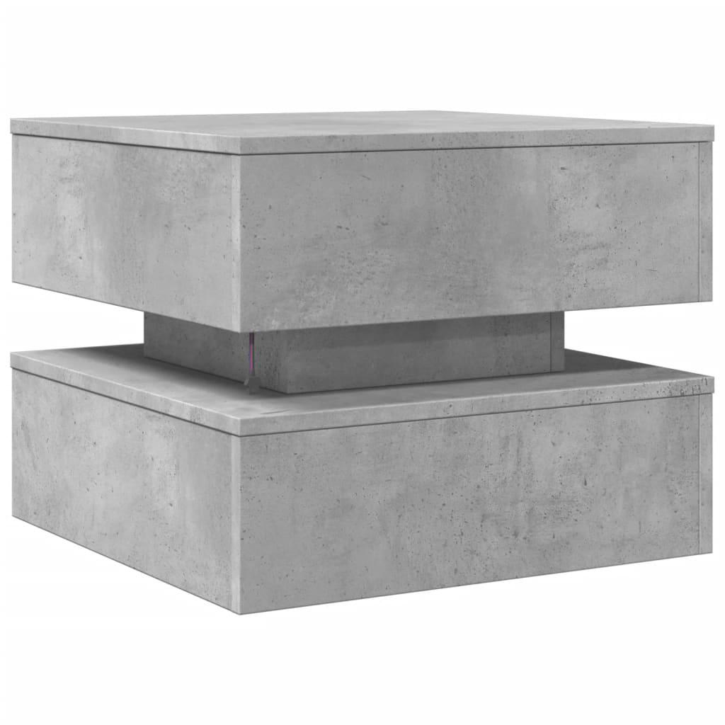 vidaXL Stolik kawowy z podświetleniem LED, szarość betonu, 50x50x40 cm