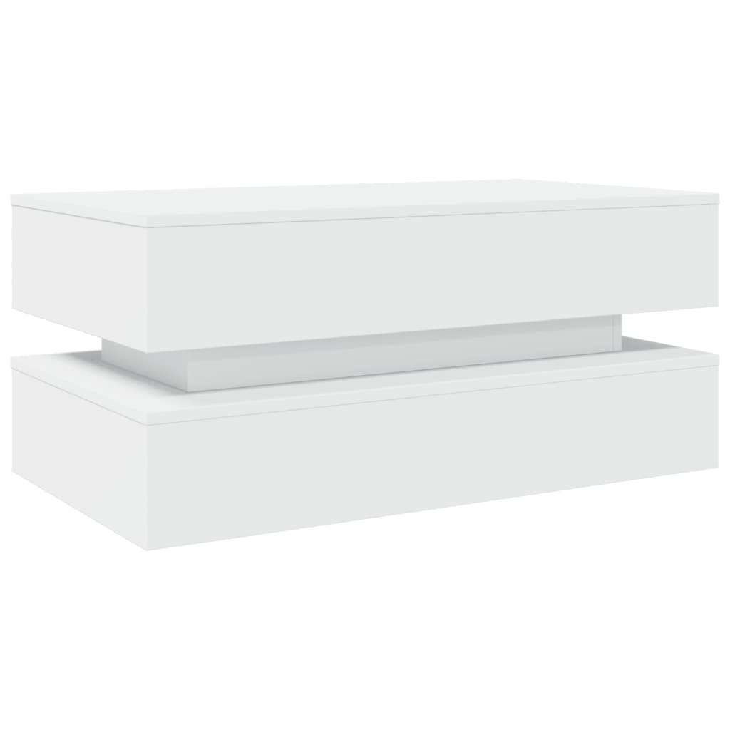 vidaXL Stolik kawowy z oświetleniem LED, biały, 90x50x40 cm