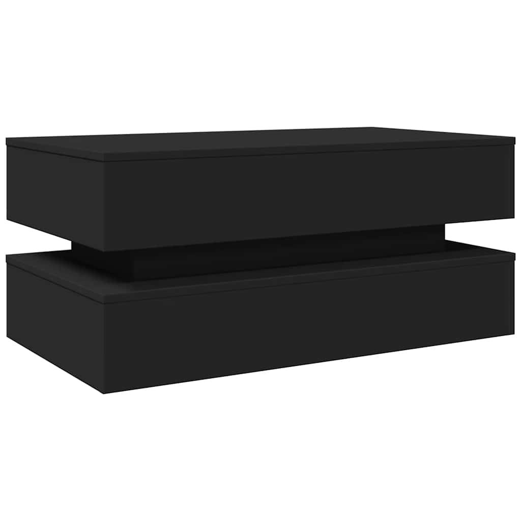 vidaXL Stolik kawowy z oświetleniem LED, czarny, 90x50x40 cm