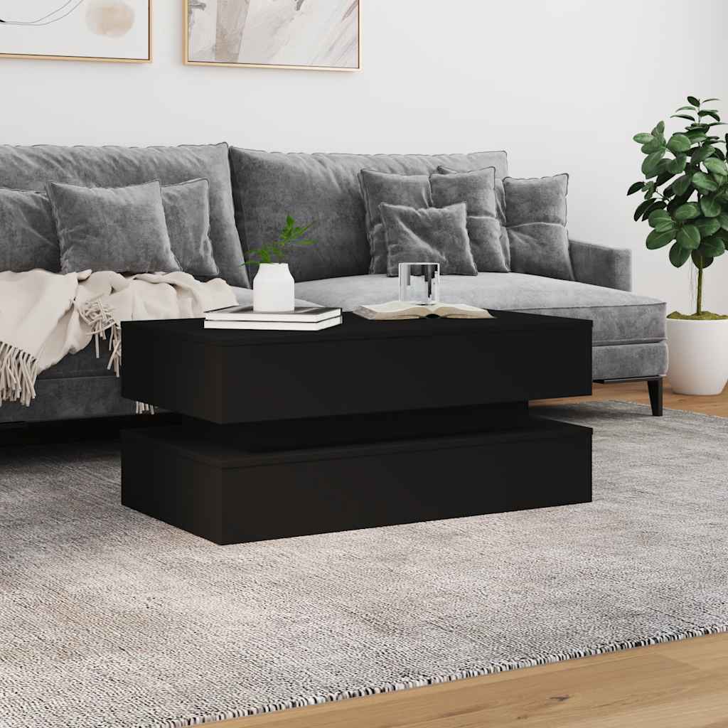 vidaXL Stolik kawowy z oświetleniem LED, czarny, 90x50x40 cm