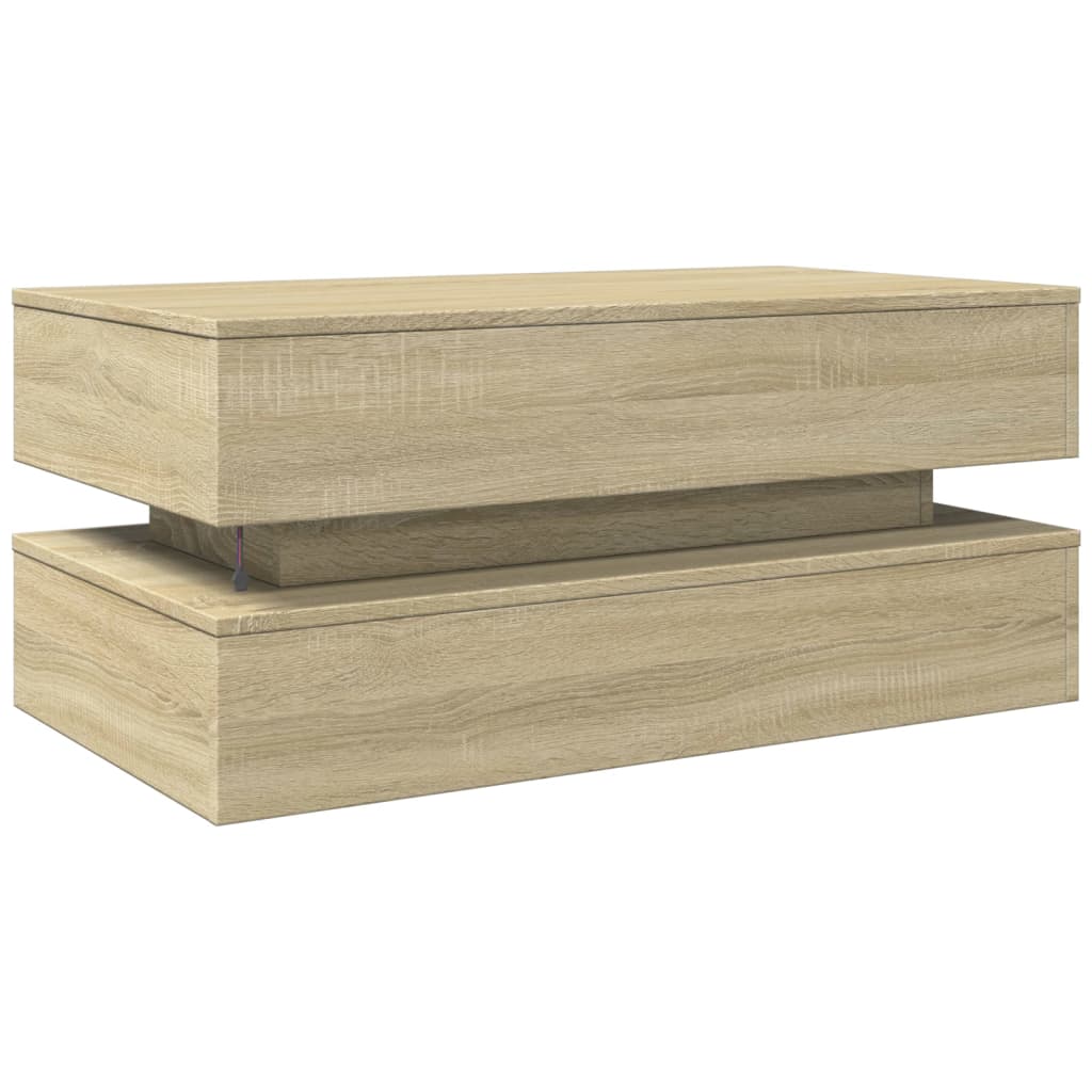 vidaXL Stolik kawowy z oświetleniem LED, dąb sonoma, 90x50x40 cm