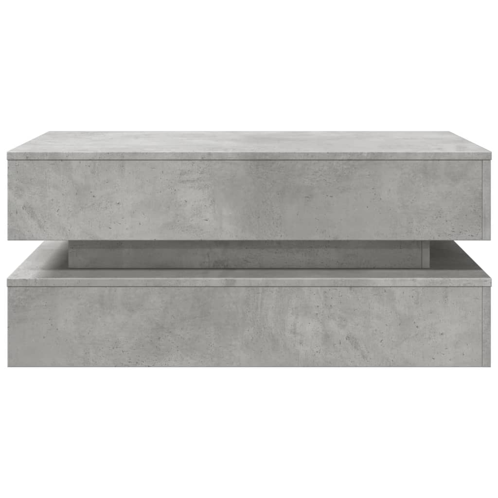 vidaXL Stolik kawowy z oświetleniem LED, szarość betonu, 90x50x40 cm