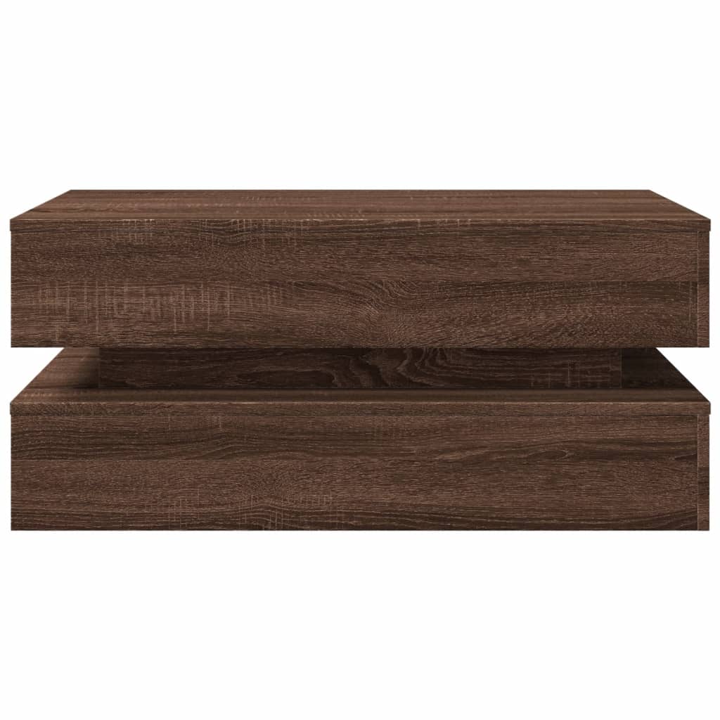 vidaXL Stolik kawowy z oświetleniem LED, brązowy dąb, 90x50x40 cm