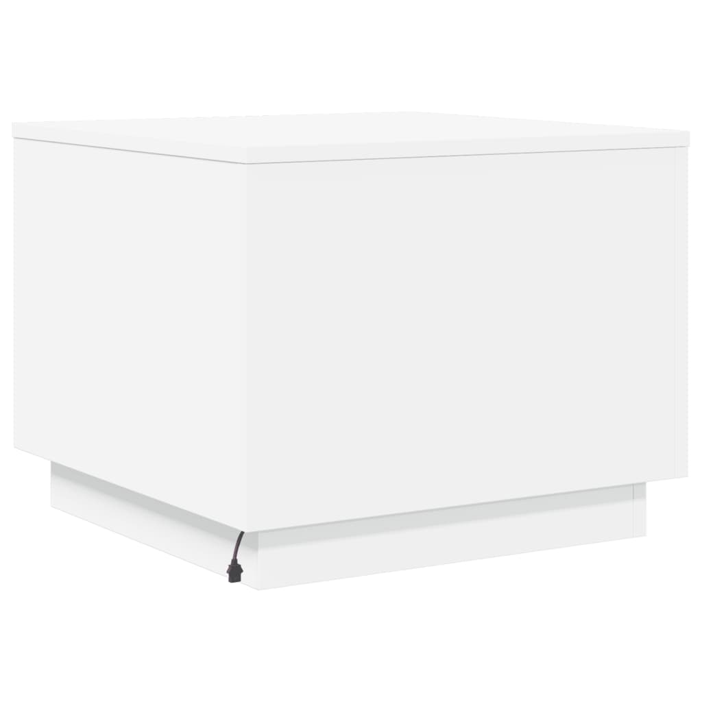 vidaXL Stolik kawowy z oświetleniem LED, biały, 50x50x40 cm