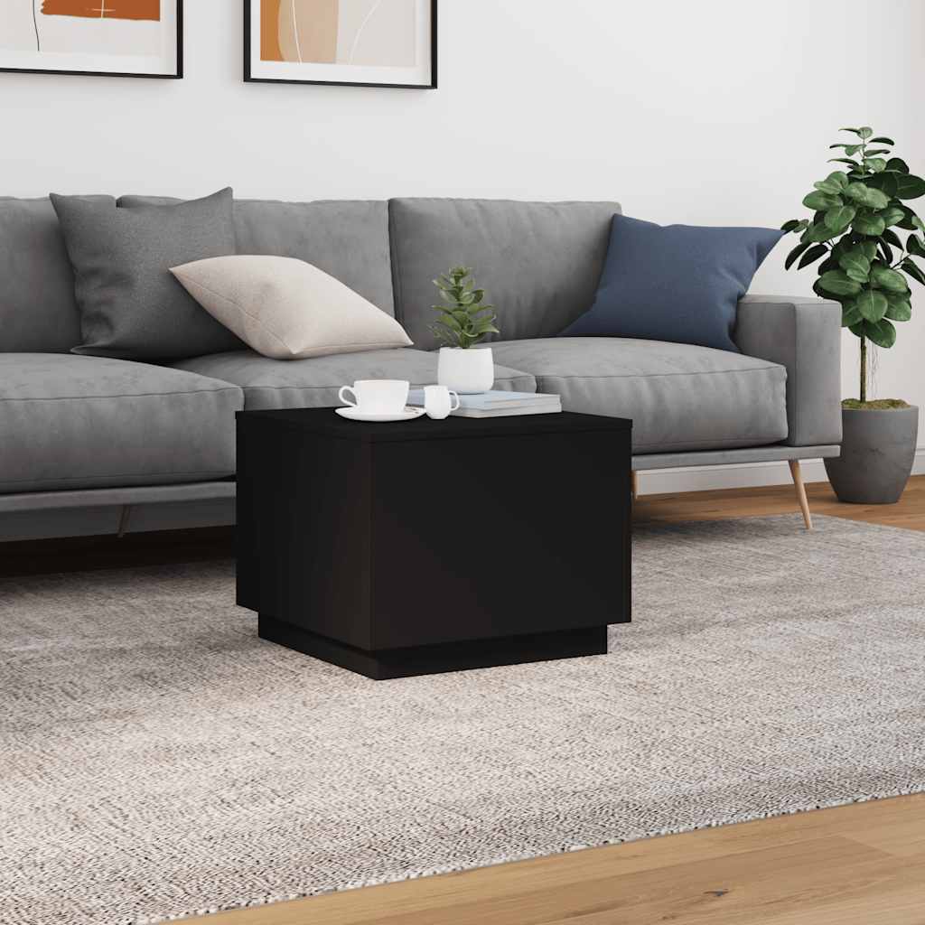 vidaXL Stolik kawowy z oświetleniem LED, czarny, 50x50x40 cm