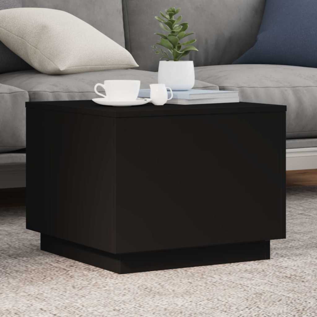 vidaXL Stolik kawowy z oświetleniem LED, czarny, 50x50x40 cm