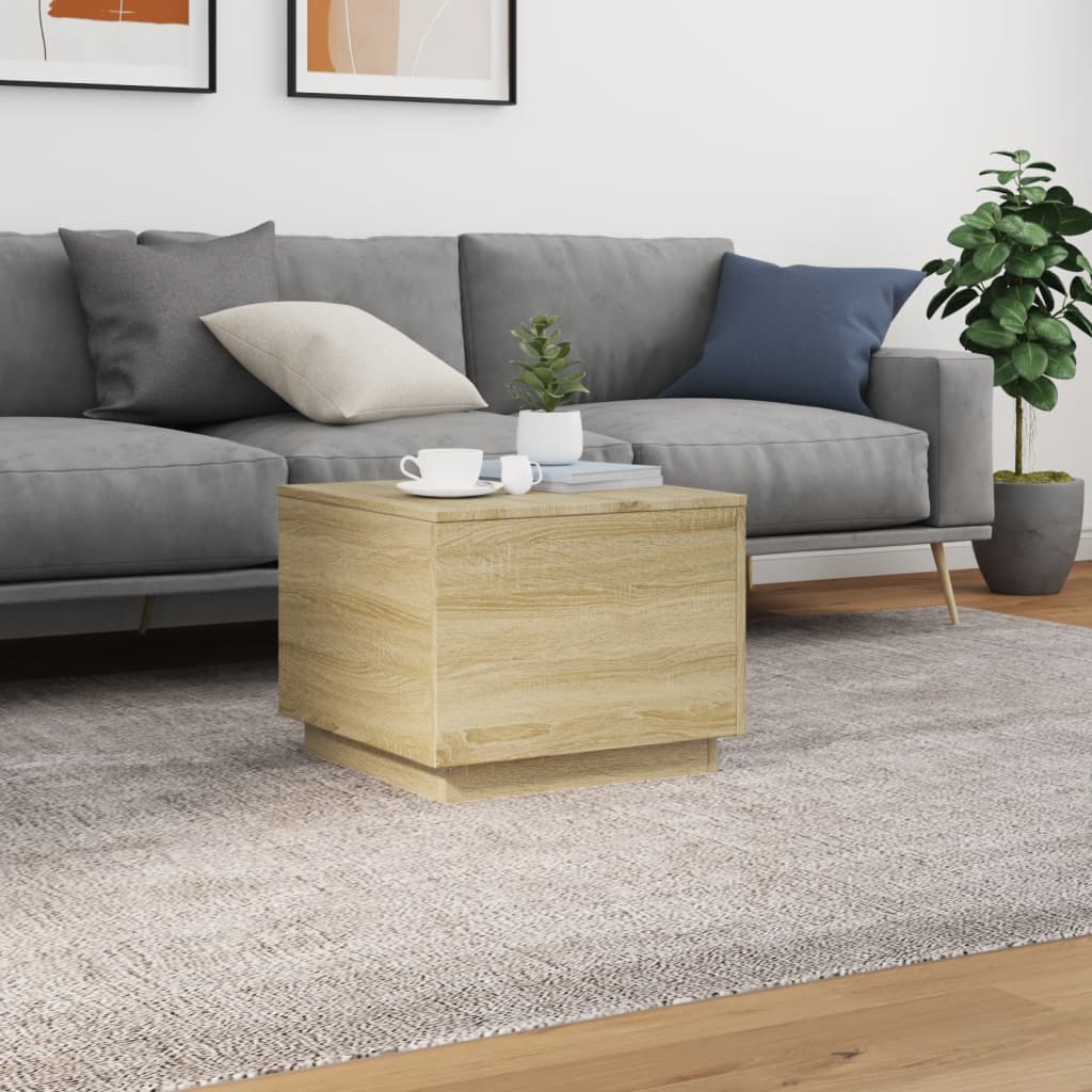 vidaXL Stolik kawowy z podświetleniem LED, dąb sonoma, 50x50x40 cm