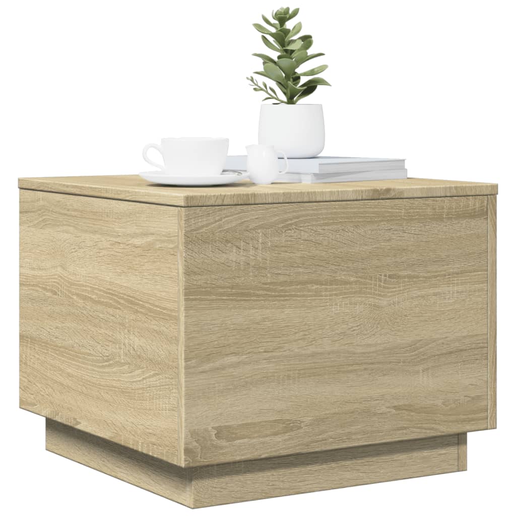 vidaXL Stolik kawowy z podświetleniem LED, dąb sonoma, 50x50x40 cm