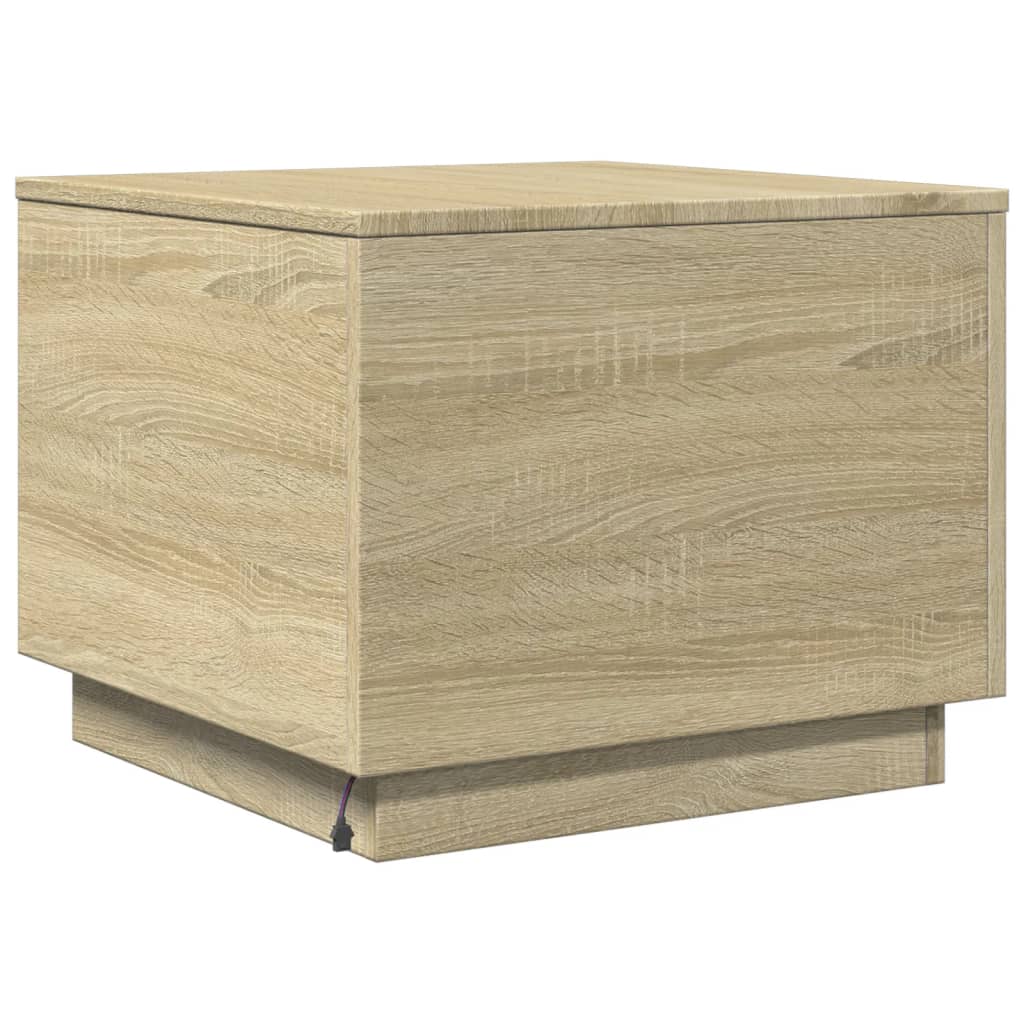 vidaXL Stolik kawowy z podświetleniem LED, dąb sonoma, 50x50x40 cm