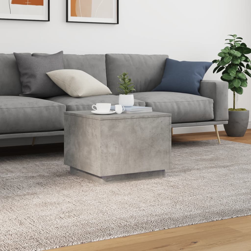 vidaXL Stolik kawowy z podświetleniem LED, szarość betonu, 50x50x40 cm