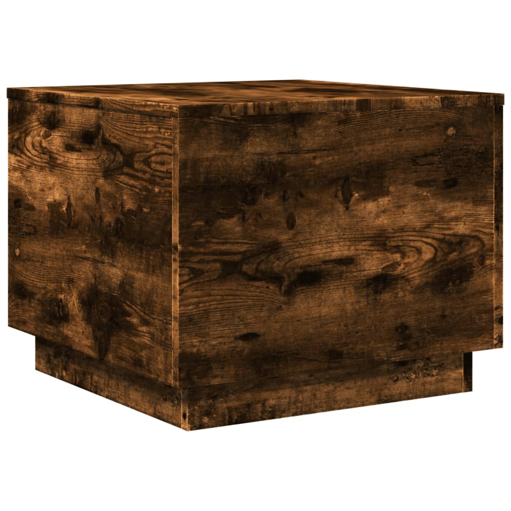 vidaXL Stolik kawowy z oświetleniem LED, przydymiony dąb, 50x50x40 cm