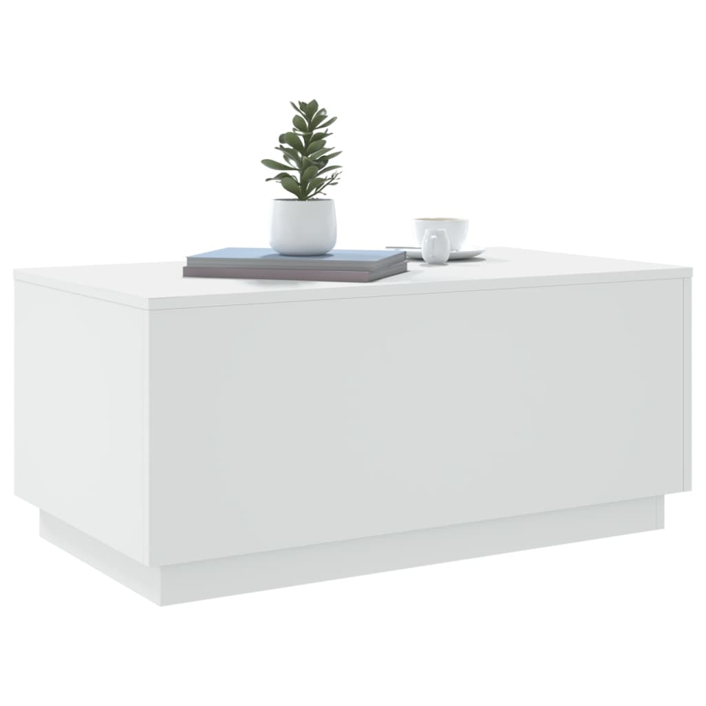 vidaXL Stolik kawowy z oświetleniem LED, biały, 90x50x40 cm