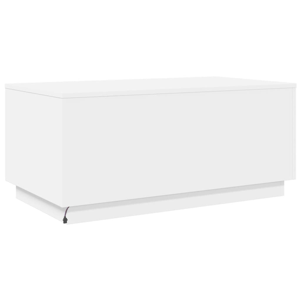 vidaXL Stolik kawowy z oświetleniem LED, biały, 90x50x40 cm