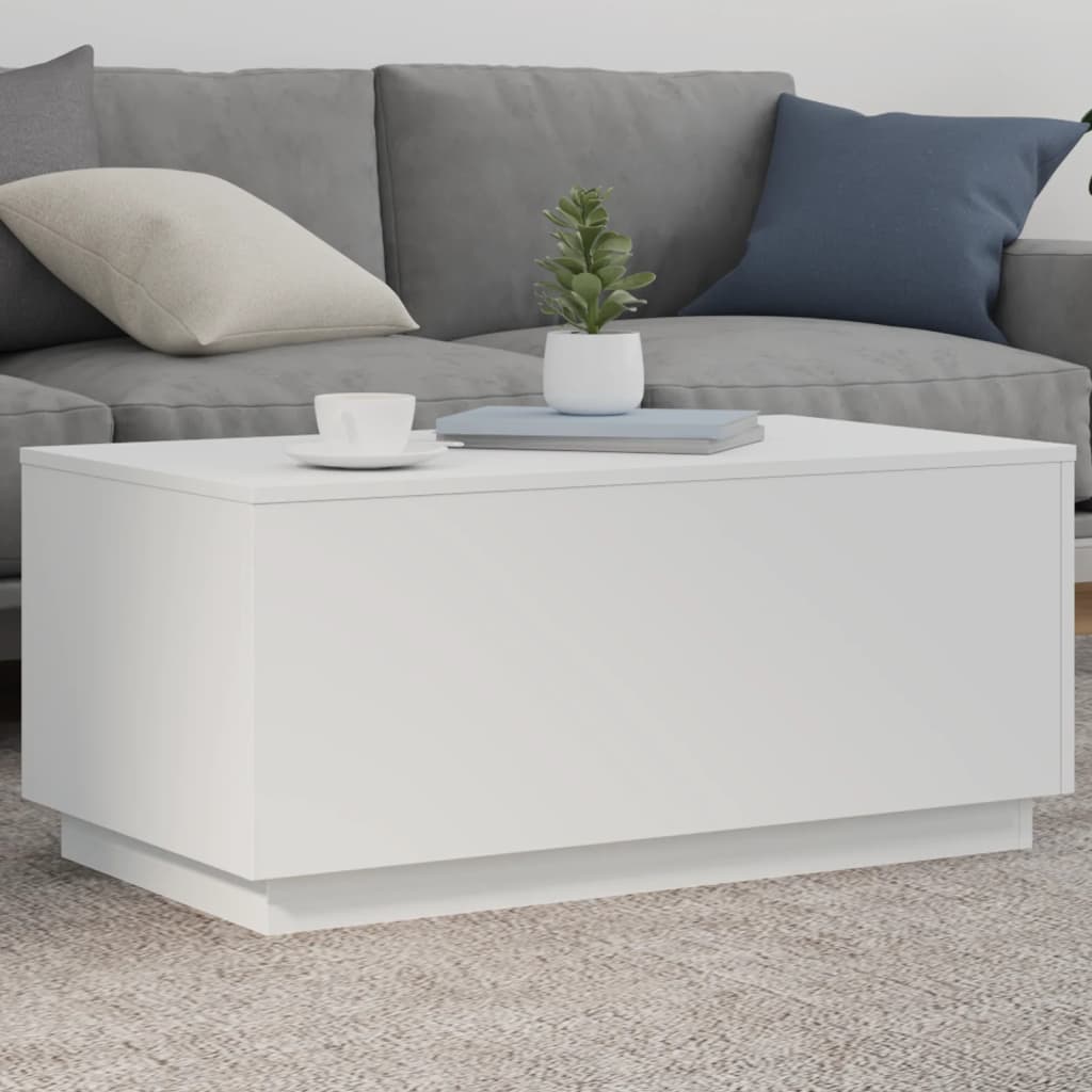 vidaXL Stolik kawowy z oświetleniem LED, biały, 90x50x40 cm